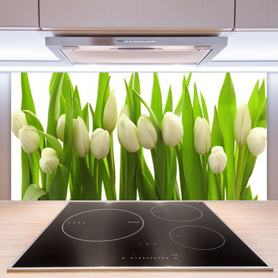 Kitchen Splashback Tulips floral white green