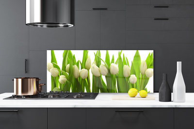 Kitchen Splashback Tulips floral white green