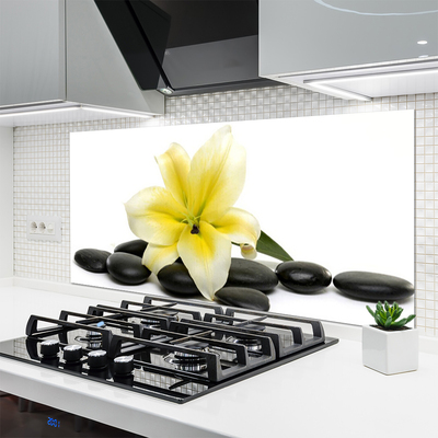 Kitchen Splashback Flower stones art white green black