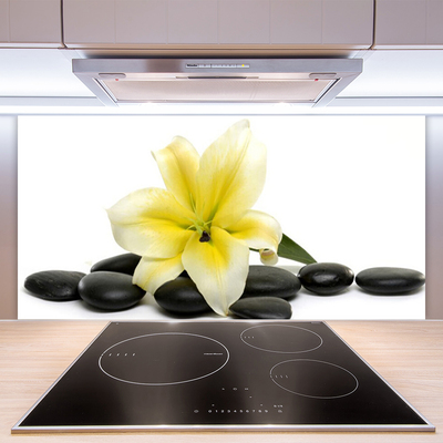 Kitchen Splashback Flower stones art white green black