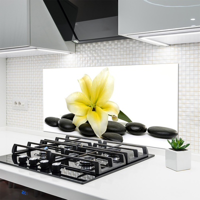 Kitchen Splashback Flower stones art white green black