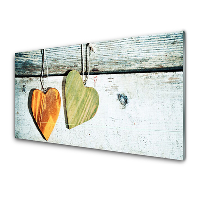 Kitchen Splashback Heart art yellow green