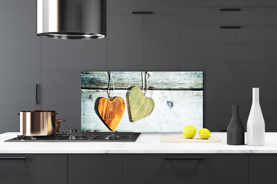 Kitchen Splashback Heart art yellow green