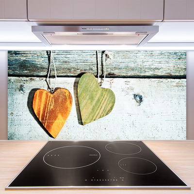 Kitchen Splashback Heart art yellow green