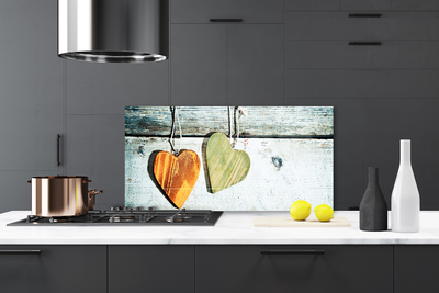 Kitchen Splashback Heart art yellow green