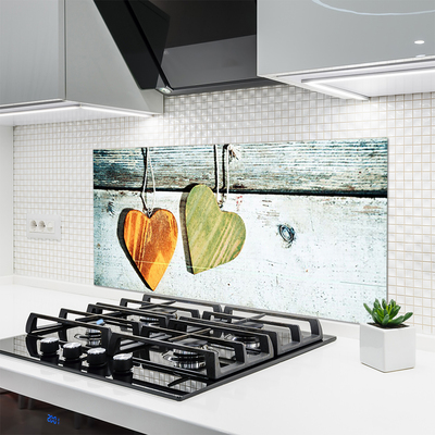 Kitchen Splashback Heart art yellow green