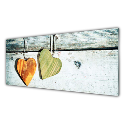 Kitchen Splashback Heart art yellow green