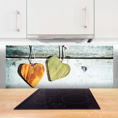 Kitchen Splashback Heart art yellow green