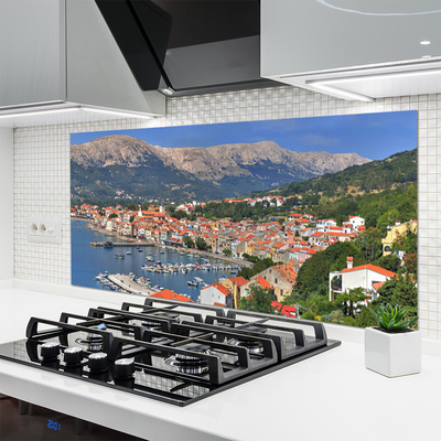 Kitchen Splashback City mountain sea landscape multi