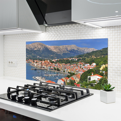 Kitchen Splashback City mountain sea landscape multi