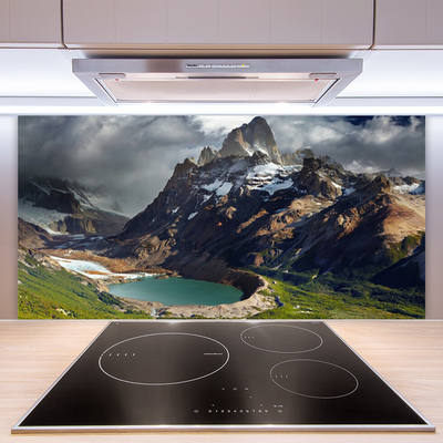 Kitchen Splashback Mountain bay landscape brown green grey