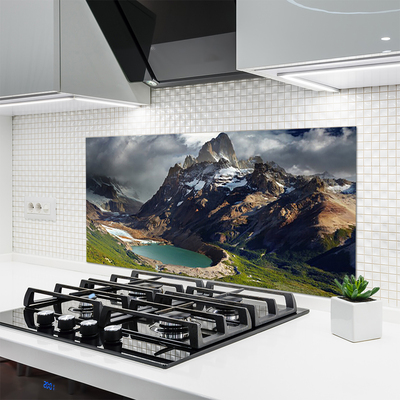 Kitchen Splashback Mountain bay landscape brown green grey