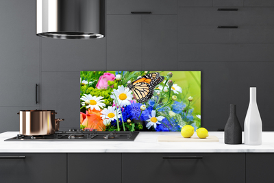 Kitchen Splashback Flowers nature multi