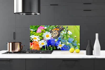 Kitchen Splashback Flowers nature multi