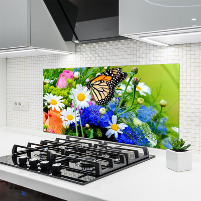 Kitchen Splashback Flowers nature multi