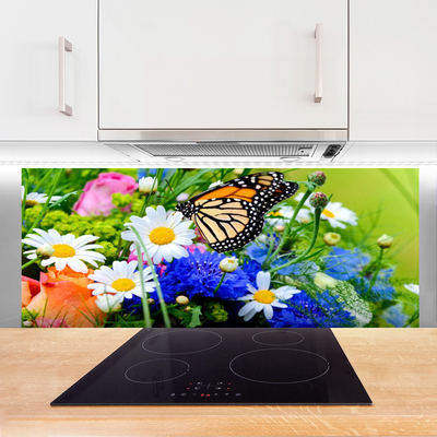 Kitchen Splashback Flowers nature multi