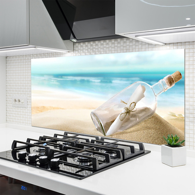 Kitchen Splashback Beach bottle art brown