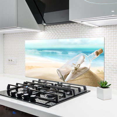 Kitchen Splashback Beach bottle art brown