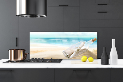 Kitchen Splashback Beach bottle art brown