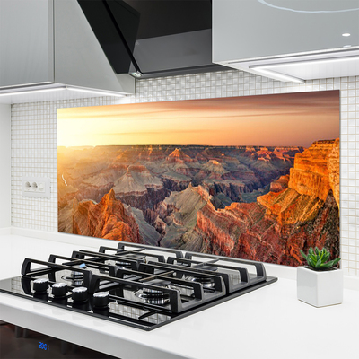 Kitchen Splashback Mountains landscape brown grey