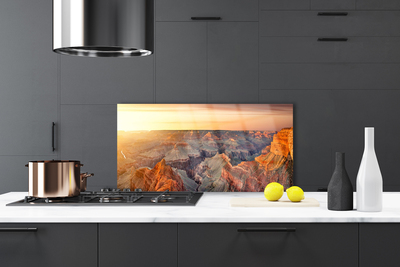 Kitchen Splashback Mountains landscape brown grey