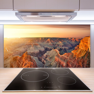 Kitchen Splashback Mountains landscape brown grey