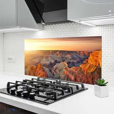 Kitchen Splashback Mountains landscape brown grey