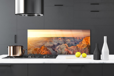 Kitchen Splashback Mountains landscape brown grey