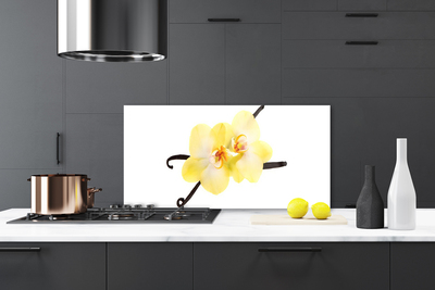 Kitchen Splashback Flowers floral white yellow brown