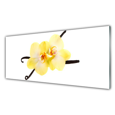 Kitchen Splashback Flowers floral white yellow brown