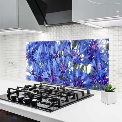 Kitchen Splashback Flowers floral purple