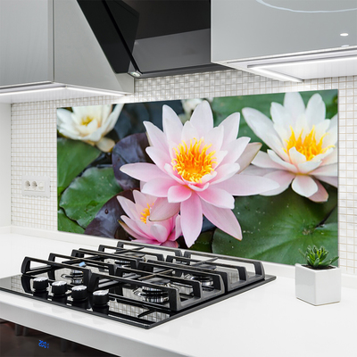 Kitchen Splashback Flowers floral yellow pink