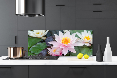 Kitchen Splashback Flowers floral yellow pink