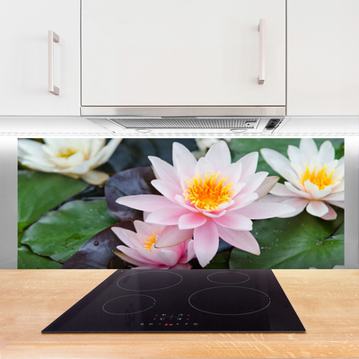 Kitchen Splashback Flowers floral yellow pink