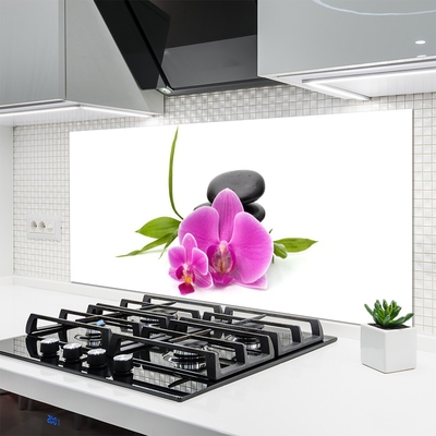 Kitchen Splashback Flower stones floral pink black