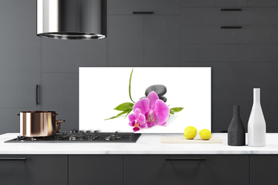 Kitchen Splashback Flower stones floral pink black