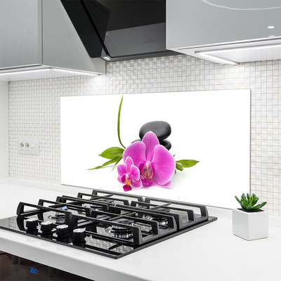 Kitchen Splashback Flower stones floral pink black