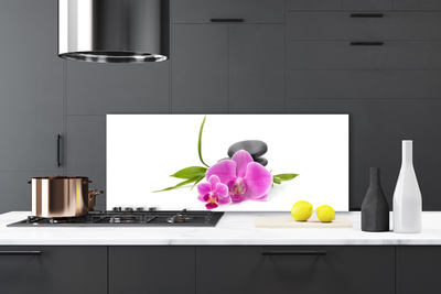 Kitchen Splashback Flower stones floral pink black