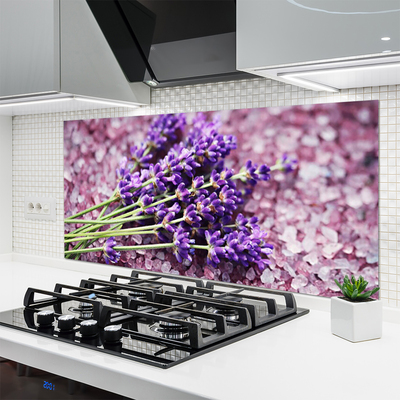 Kitchen Splashback Flowers floral purple