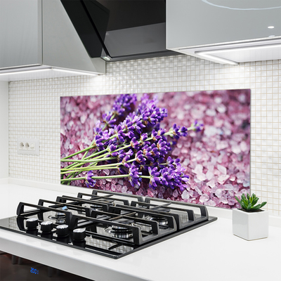 Kitchen Splashback Flowers floral purple