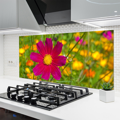 Kitchen Splashback Flower floral yellow red