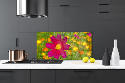 Kitchen Splashback Flower floral yellow red