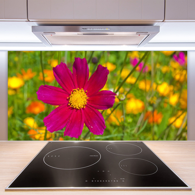 Kitchen Splashback Flower floral yellow red