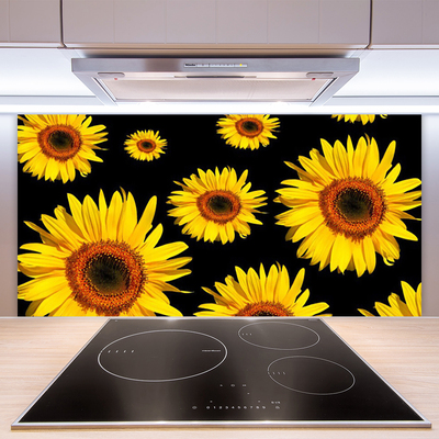 Kitchen Splashback Sunflowers floral brown yellow