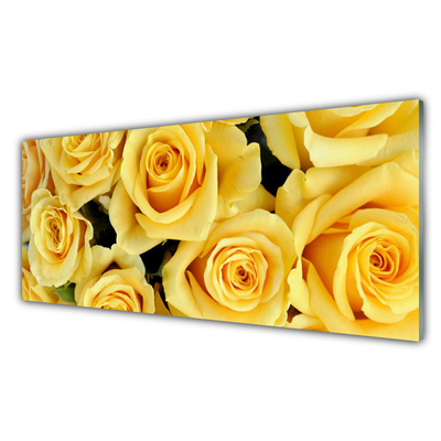 Kitchen Splashback Roses floral yellow