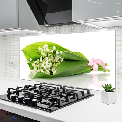 Kitchen Splashback Flowers floral white green