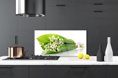 Kitchen Splashback Flowers floral white green