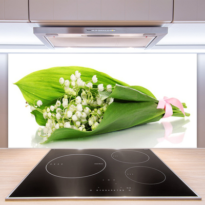 Kitchen Splashback Flowers floral white green