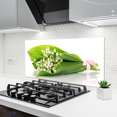 Kitchen Splashback Flowers floral white green