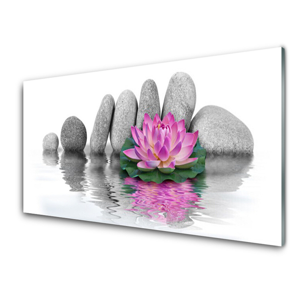 Kitchen Splashback Flower stones art pink grey